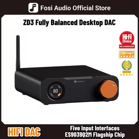 Fosi Audio ZD3 Bluetooth USB Desktop DAC ARC Input, ES9039Q2M Fully Balanced Digital Decoder for Ste