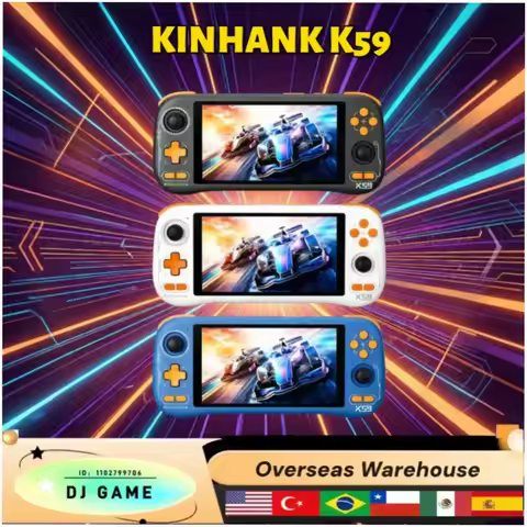KINHANK K59 Handheld Game Console 5.5" 1080P IPS Android 14 Helio G99 PSP PS1 N64 DC Saturator 6+128