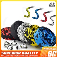 1 Pair Handle Bar Tape Road Bike Drop Bar Tape for Fixie with Bar Plugs Camouflage Non-Slip Belt