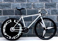 จักรยาน จักรยานฟิกเกียร์ ฟิกเกียร์ เสือหมอบ ขนาดเฟรม 49-52 cm ล้อ 26 นิ้ว ขอบ 40 มิล เฟรมเหล็ก ขนาดยาง 700x23cm. FIXED GEAR