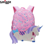 Australia Smiggle Original Children's Schoolbag Girls Backpack Cartoon Pink Unicorn With Rain Cover School Kids' Bags 14 Inches
