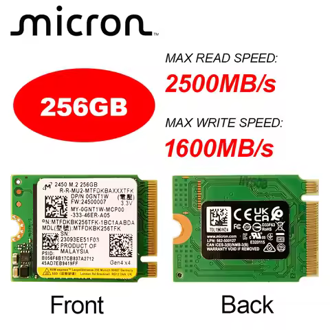 Oemgenuin Micron 2450 256GB NVME GEN4X4 SSD Internal Solid State Drive 2230 Form Factor M Key Steam