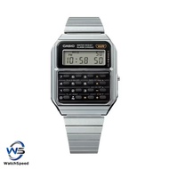 Casio Digital Vintage CA500WE-1A CA-500WE-1A Dual Time Calculator Stainless Steel Band Watch