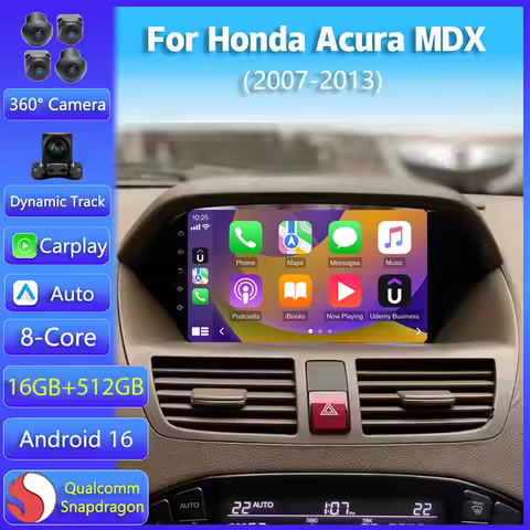 Android 16 Carplay Auto For Honda Acura MDX 2007 2008 2009 2010 2011 2012 2013 Multimedia Car Radio 