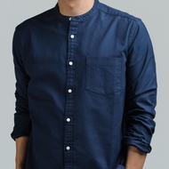 era-won เสื้อเชิ้ต คอจีน แขนยาว Oxford Shirt สี Navy