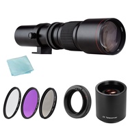Lensa Kamera Super Telefoto 500Mm F/8.0-32 Zoom Manual T-mount + UV/CPL/FLD Filter + 2X 500Mm Lensa Teleconver + Cincin Adaptor T2-EOS Pengganti untuk Canon EOS Rebel T7 T7i t6 T6i 80D 77D 700D 70D 60D 7D 600D 550D 200D 1300D 1400D 1500D Kamera Tahan-ef