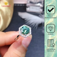 HIJAU Lusemall 1 Carat Eight Hearts and Eight Arrows Blue Green Moissanite Stylish Ring Opener