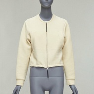 MARNI cream cotton leather zip pull cropped bomber jacket IT36 XXS