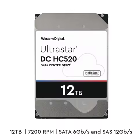WD Ultrastar DC HC520 HDD 12TB Server Enterprise Hard Disk 0 Power On HUH721212ALE600 12T Data Cente