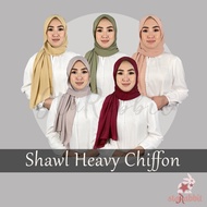 Basic Shawl Plain Heavy Chiffon Keknis Tudung Kosong Daily Wear Selesa Tak Panas Flowy Simple Elegan