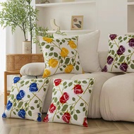 Embroidered Throw Pillowcase Thick Canvas Material 18X18inches