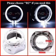 {GKYJK} Sinolyn LED Angel Eyes Halo Shrouds With DRL Headlight Lenses Bezel Covers For 2.5 Projector