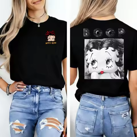 Women's Betty Boop BOOP Cartoon Graphic T-Shirt Casual Crew Neck Short Sleeve Cute Print Tee Comfort