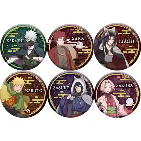 Naruto Anime Badge Set Sasuke Sakura Kakashi Gaara Cosplay Pin Brooch Collection for Fans Gift Merch