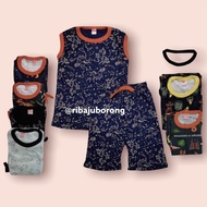 BORONG SINGLET/ BAJU SIANG BUDAK FULL PRINTED 2-8 -12PASANG