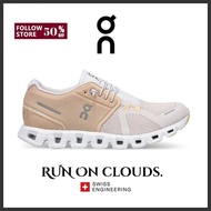 On Cloud 5 Fuse Original lightweight breathable and comfortablesporty casual shoes womens running shoes khaki white 68.98805【Official Store】