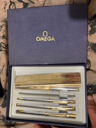 需整理 早期 Omega 原子筆 尺 拆信刀 自動鉛筆 五件組