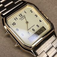 [Watchwagon] Casio AQ-230GA-9B Vintage Series Standard Analog Digital Gold Stainless Steel Band Watc