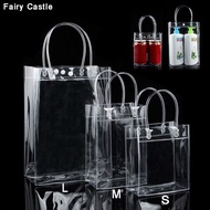 Fairy Castle】กระเป๋าโท้ทใสกันน้ำใช้ซ้ำได้,กระเป๋าสะพายกระเป๋าช้อปปิ้ง PVC ใสกระเป๋าถือกระเป๋าเก็บของเดินทางกระเป๋าใส่รองเท้าเป็นมิตรต่อสิ่งแวดล้อม