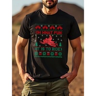 Ugly Christmas Sweater Riding Snow Motorcycle T-Shirt