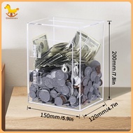 [Nosafhu] Transparent Piggy Bank Coin Savings Box Transparent Acrylic Piggy Bank with Key Large Capa