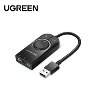 UGREEN USB-A TO 3.5MM EAR&MIC VOLUME CONTROL ADAPTER 15CM (BLACK)