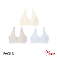 BME เสื้อชั้นในไร้โครงไร้ขอบไร้ตะเข็บ Level2 ฟองกลาง  รุ่น ME1A3D (แพ็ค3ตัว) คละสี (สีครีม/ สีเทา /ส