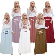 Flare Skirt Kembang Muslimah Skirt Putih Labuh Saiz Besar Big Size Plus Size Purple Maroon White Bro