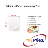 54mm x 86mm LAMINATING FILM 150 Microns Thickness (100 pcs)