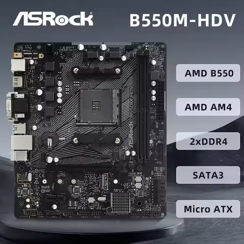 ASRock B550M-HDV Motherboard AMD AM4 Support Ryzen 9 5950X 5800X3D 5700x3D 5600X CPU DDR4 AMD B550 H