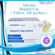 🔥CLEARENCE STOCK🔥  Adventa Heparin Cap, Yellow, 100 pcs/box