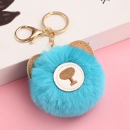 Bagcharm Cat Kucing Teddy Bear Gantungan Kunci Tas Keychain Pom Boneka Bulu Lucu kawai
