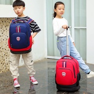 Beg Troli Pelajar Sekolah Menengah Rendah untuk Lelaki dengan Roda Besar, Berumur 6-12 Tahun, Beg Pe