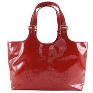 二手 Tory Burch 琺瑯RED沖孔標誌托特包，單肩包/手提包，A5 尺寸，拉鍊，沖孔標誌，女款