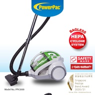 PowerPac Bagless Vacuum Cleaner, Cyclone Vacuum Cleaner with HEPA Filter 2000 Watts (PPV2000)