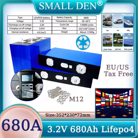 2025 New 3.2V 680Ah Lifepo4 Cell Grade A EVE MB56 Lithium Phosphate Battery 8000+ Cycles DIY 12V 48V