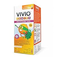 VIVIO Junior Multivitamin Tonic for Kids – 12 Added Vitamins Plus Zinc &amp; Iodine to Support Your Child’s Immunity &amp; Cognitive Function - Orange - 250ml