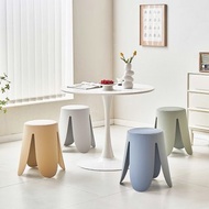 現代風 香蕉皮革椅凳(2入) 圓凳 可堆疊 餐椅 化妝椅 收納椅