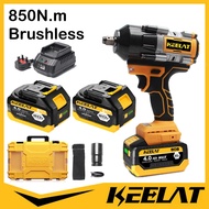 KEELAT 850N.M Electric Cordless Impact Wrench Heavy Duty Brushless High Power Driver With Ratchet So