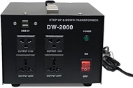 Step Up &amp; Down Transformer 2000W, 220V to 110V, 110V to 220V Voltage Converter Transformer w/5V USB Outlets Ports, PC &amp; Appliances Uninterruptible Power Supply Outlet Accessory (2000W)