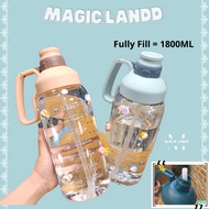1800ML Water Bottle Reminder Water Bottle Tumbler with straw scale big bottle 1.8Liter gym bottle gi