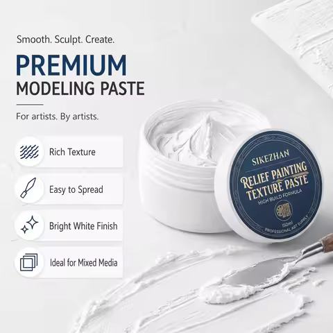SIKEZHAN 150ml Relief Painting Texture Paste White Modeling Paste Acrylic Thick Gesso Medium for 3D 