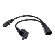 IEC 320 C14 to US Nema 5-15R + C13 Power Y Type Splitter Adapter Cable C14 to Dual Outlet Short Cord