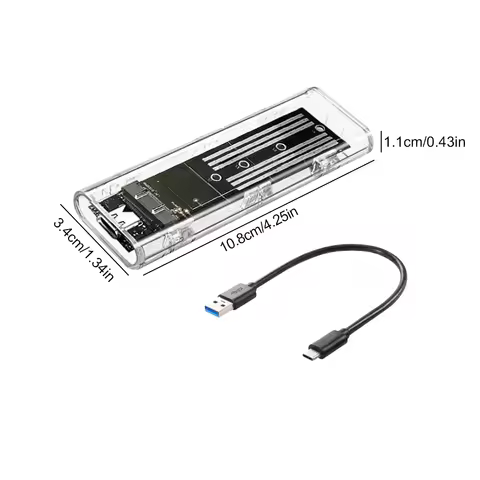M.2 NGFF SATA Type C USB 3.1 SSD Case 10Gbps Transparent External SSD Case External SSD Adapter for 