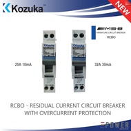 KOZUKA MS8 RCBO, 1P+N, 6KA, 25A 10mA, 32A 30mA RESIDUAL CURRENT CIRCUIT BREAKER WITH OVERCURRENT PROTECTION