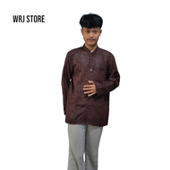 Baju Koko Jasko Ammu Bahan Embos Terbaru 2025 warna coklat motif etnic