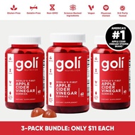 3 Bottles Goli Apple Cider Vinegar Gummy Vitamin-Vitamin B12, Gelatin Free, Gluten Free, Vegan And N