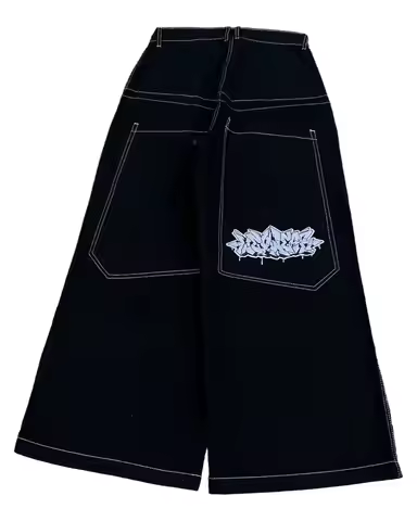 Wexwear Jeans New Y2K Harajuku Hip Hop Letter Embroidered Retro Baggy Jeans Denim Pants Men Women Go