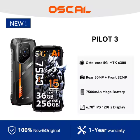 OSCAL PILOT 3 5G mobile phones AI Rugged Smartphone,Octa-core MediaTek 6300,6.78" 2.4K Display 120Hz
