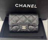 Chanel cf 卡包 拉鏈 黑金 荔枝牛皮 25k 26c 26p 26s cardholder with zipped classic Flap 垂蓋 card holder Wallet 銀包